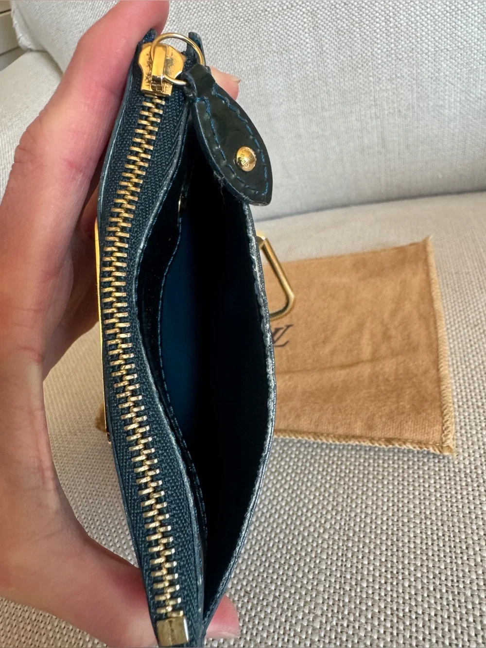 Louis Vuitton Dark Green Vernis Monogram Key Cles with Gold Hardware